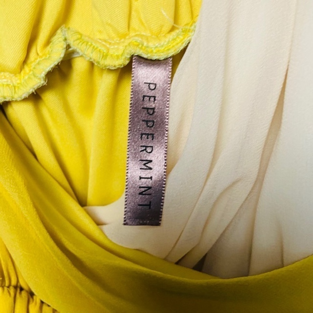 PEPPERMINT Yellow Cream Spaghetti Strap Dress Med - Picture 4 of 5